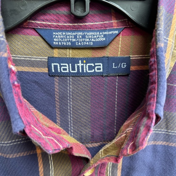 Nautica Men’s Multicolored Long Sleeve Button Down Large Cotton Shirt - Picture 3 of 4